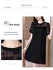 Women's Black Chiffon Summer Dress - Short Sleeves, Slimming, Plus Size, Loose Fit, 2026 New Style for Middle-Aged Mothers
