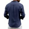 Spring Summer Men's Loose Casual Shirts Solid Color Lightweight Loose Lapel Cardigan-Style Linen Long-Sleeve Shirt