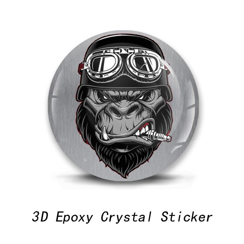 3D Creative Epoxy Dome Car Sticker Gorilla Gorilla Smoking Gorilla with Glasses PVC Car Motorcycle Helmet Laptop Vinyl Decal
