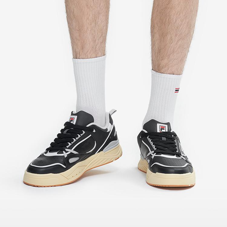 FILA Slam 22 Textile, Synthetic Leather Abrasion Resistant Low top Skateboard Shoes Men's Black Contour Gray F12M231217FBD