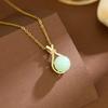 Hetian Jade Wushi Pai Pendant Necklace, Women's National Trend, Palace Style, Imitation Jade, Titanium Steel Clavicle Chain Jewelry.