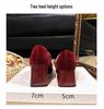 MZ-81 Brautschuhe mit Blockabsatz für breite Füße - Rote Braut-High Heels mit französischer Carré-Schnalle, bequem und stilvoll.