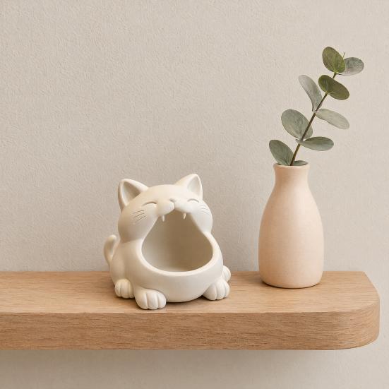 Key Storage Box, Big-Mouthed Cat Design Key Holder, Large Opening Key Organizer for Keys Jewelry Small Items