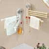 Bathroom Rotating Sucker Towel Rack Cloth Drain Holder Multi Link Wall Mounted Drain Stand Kitchen Storage Sheif Hanging Rod