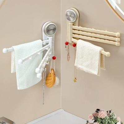 Badezimmer Drehbarer Saugnapf Handtuchhalter Tuch Abtropfhalter Mehrgliedrig Wandmontiert Abtropfständer Küchenaufbewahrungsregal Hängestange