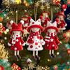 Festive Party Supplies Red And White Doll Hanging Pendants for Christmas Tree, Decorative Wooden Girls Holiday Home Decor Ornament, Seasonal
