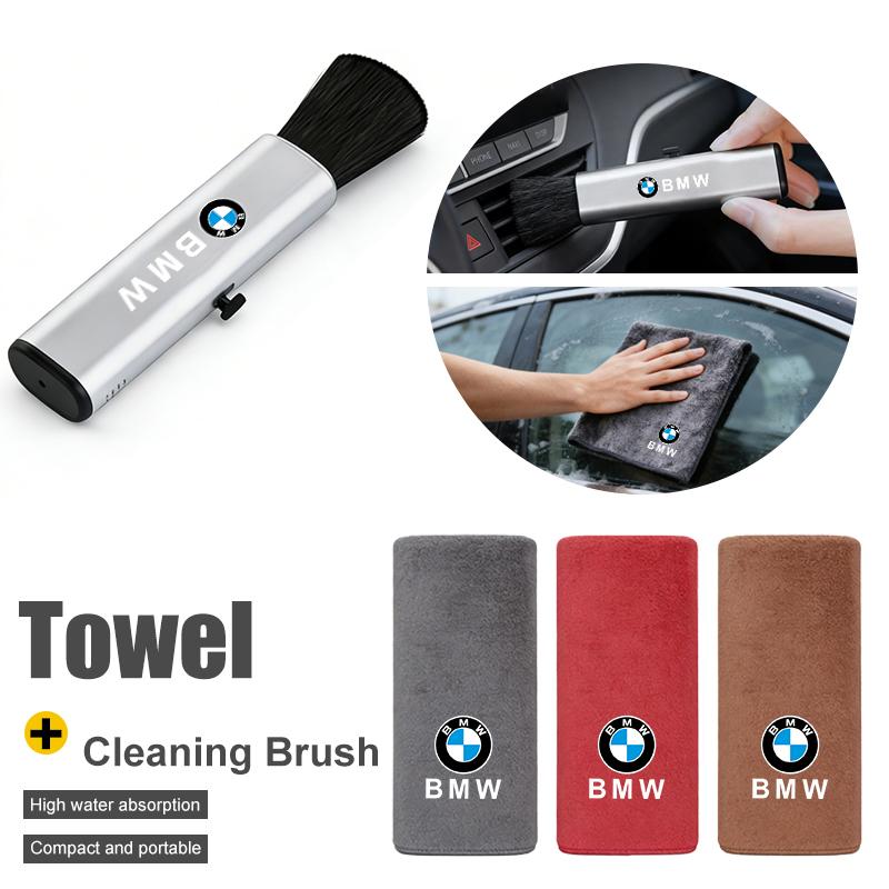 ORWI7 Car Cleaning Soft Brush Dust Sweep Tool Drying Cloth Stickers For BMW Performance F30 F20 F10 F40 E92 E91 G20 G30 G06 G07 G11