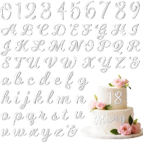 126 PCS  Name Cake Topper Acrylic Letters DIY Personalized A-Z & 0-9 Number Alphabet Cake Decoration For Wedding Anniversary Baby Shower Party