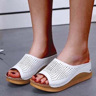 Sommer Damen Sandalen Neue Mode Offene Zehe Retro Atmungsaktiv Damen Sandalen Keil Slip On Weiblich Damen Orthopädische Sandale Schuhwerk