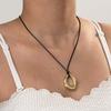 1 Piece Silver/Matte Gold Large Boho Open Charm Pendant Chain Statement Necklace