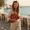 Elegant Woven Crochet Purses Large Capacity Striped Pattern Beach Clutch Handbags Colorblock Design Woven Texture