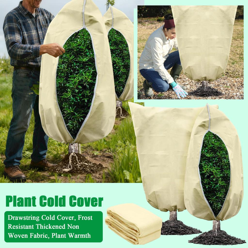 Plant Cold Cover, Drawstring Cold Cover, Frost Resistant Thickened Non Woven Fabric, Plant Warmth