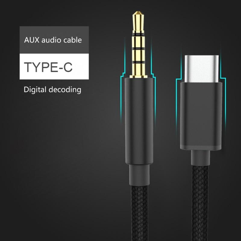 Type C To 3.5mm Audios Cable USB C To 3.5mm Cord for High Fidelitys Sound In Car &Headphone Support Noise Cancellation