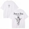 T-shirt Gesù è Re Stampa Croce Cristiana Cotone Vintage Grafica Religiosa Retrò Tee Streetwear Top Unisex T-shirt da Unisex