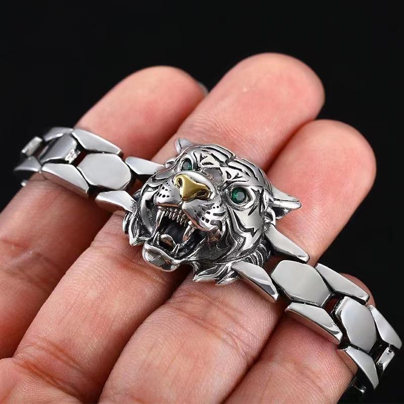 Papas High-End Original Design Tigerkopf Armband für Männer, Personalisiert und Dominant, Gewebtes Retro-Armband, Für den Freund