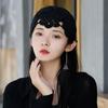 Handmade Knit Skullies Caps Solid Color Beanies Cap Ethnic Style Crochet Flower Hat  Ladies