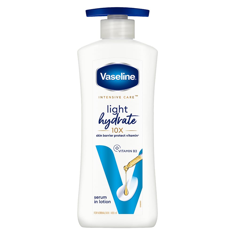 

Vaseline Light Hydrate Serum In Lotion 400 ml Pack of 1 Superlight Non-Sticky Daily Body Moisturizer