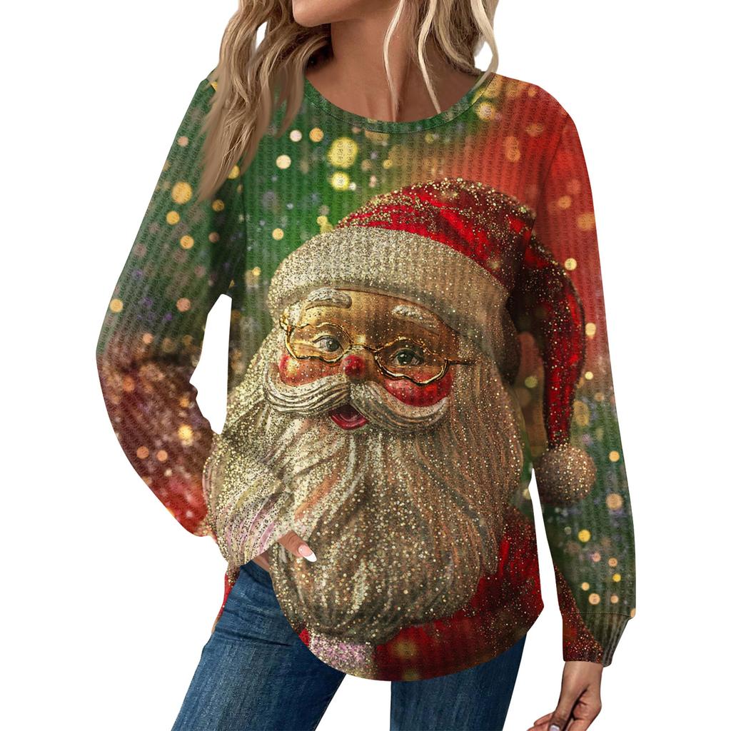 Dámská móda Dlouhý rukáv Vánoční Volný Dlouhý rukáv Kulatý výstřih Ležérní Top