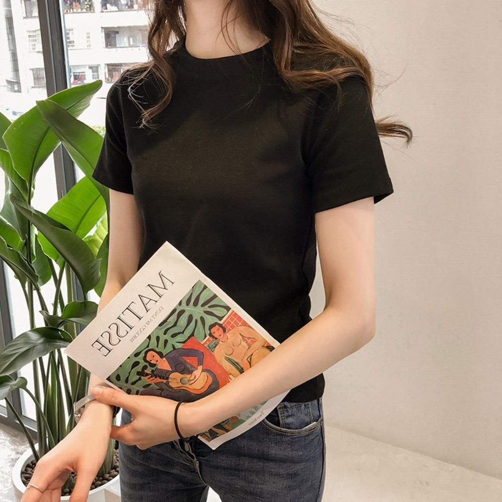 

ins women s loose t-shirt women s summer 2026 Korean version of the new slim-fit solid color women s t-shirt M