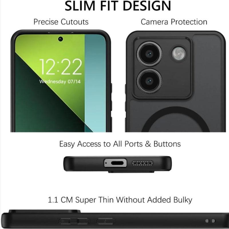 For Magsafe Shockproof Matte Case for POCO M7 Pro M7Pro Hard Bumper Magnetic Wireless Charging Cover Cases