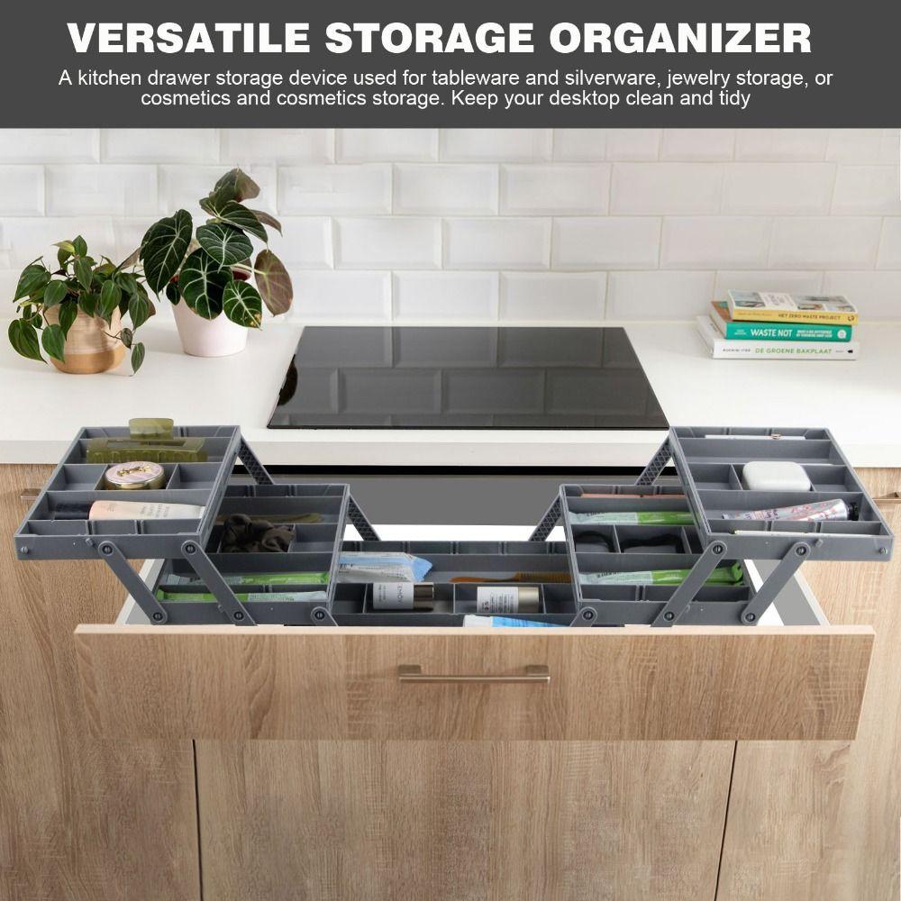 2/3 Tier Expandable Storage Tray Adjustable Flatware Storage Divider  Cosmetics Utensils