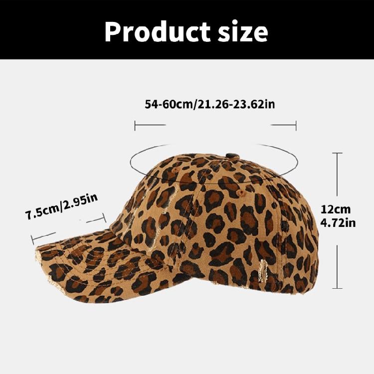 Cool Distressed Leopard Print Baseball Hat For Female and Teens Eye Catching Sun Hat For Streetwear Outdoor Actvitiy