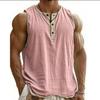 Summer Men's Fitness Vest 3 Buttons Quick-Dry Breathable Solid Color Running Training Sleeveless Men's Top
