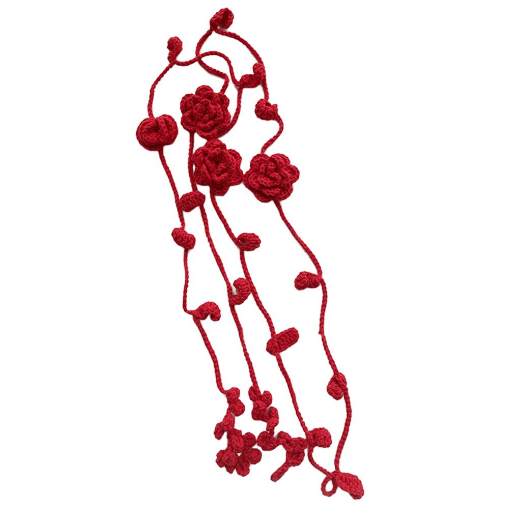 Retros Styles Fashion Scarves Handmade Knitted Neckerchief Flower Women Scarf for Vintage Fashion Enthusiasts