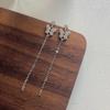 Sweet Sister Butterfly Fringed Earrings Personalized Small Broken Diamond Zircon Stud Earrings Temperament Long Ins Wind Round Bead Chain Earrings
