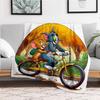 Tom & Jerry Bicycle Adventure PosterBlanket Flannel Throw Blanket for Sofa, Bed, Travel, Camping, Office