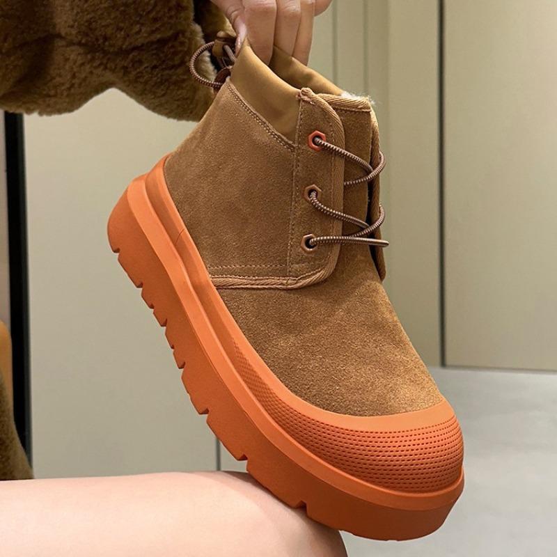 Wang Yi Bonum Snow Boots Women's Winter New Casual Platform Martin Boots Fleece Thickened Cotton Shoes