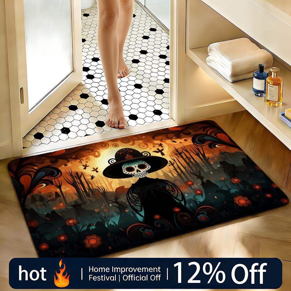 Soft Absorbent Non-Slip Rug Holiday Dia De Muertos Floor Mat Home Decor Doormat Bedroom Floor Mat Shower Carpet