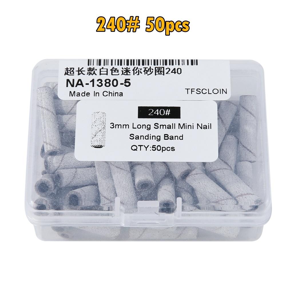 50pcs/box Nail Long Small Mini Stainless Steel Sanding Bands Mandrel For Manicure Sandpaper Ring Holder Nail Drill Accessories