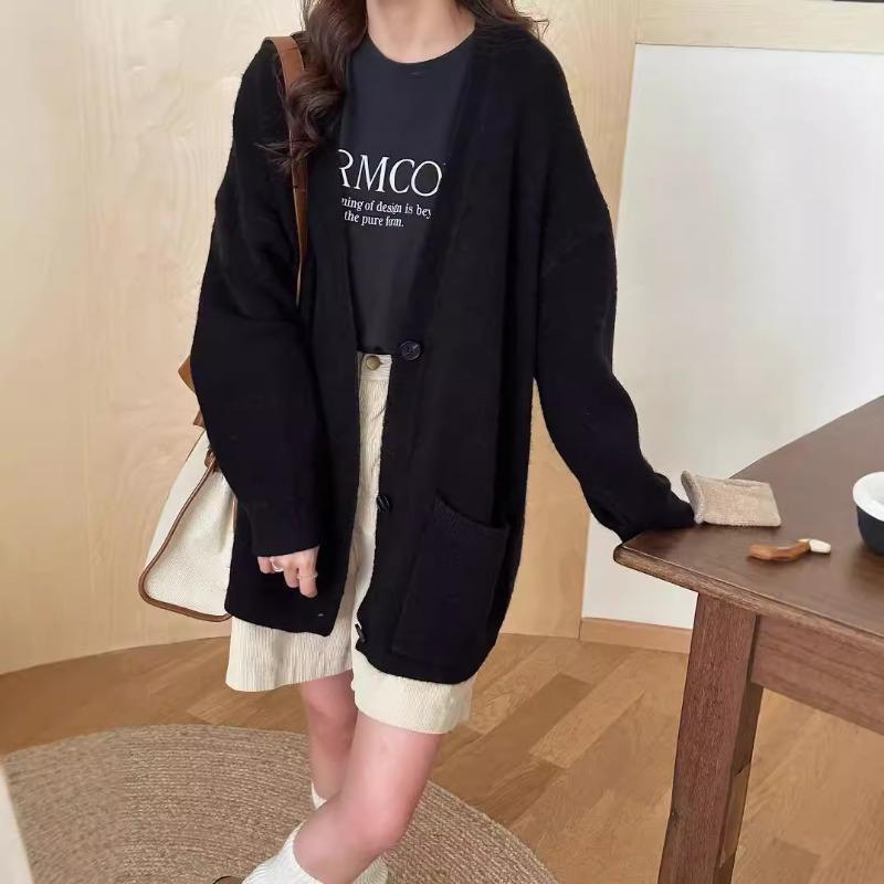 Simple and versatile sweater jacket top women's autumn and winter new loose large size fashion soft waxy knitted cardigan