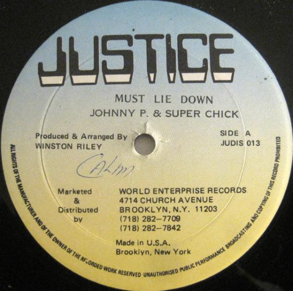 

12inch Record JOHNNY P SUPER CHICK Must Lie Down JUDIS013 Justice US Reggae Ska Dub Used