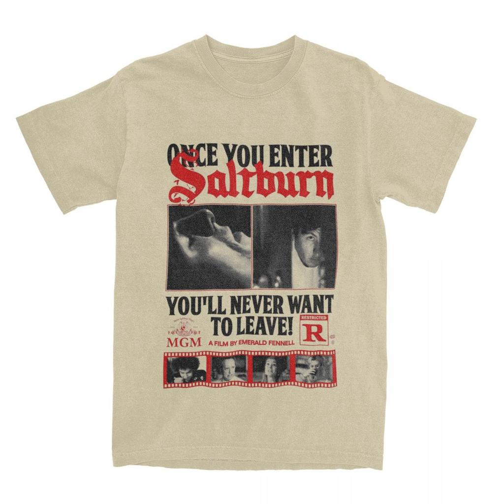 Herren Damen SALTBURN Einmal betreten T-Shirt Zeug Lässig 100% Baumwolle T-Shirt Tops Sommer