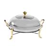 3L Stainless Steel Chafing Dish Round Durable Buffet Warmer Tray for Kitchen Party Dining Buffet-Without Water Pan