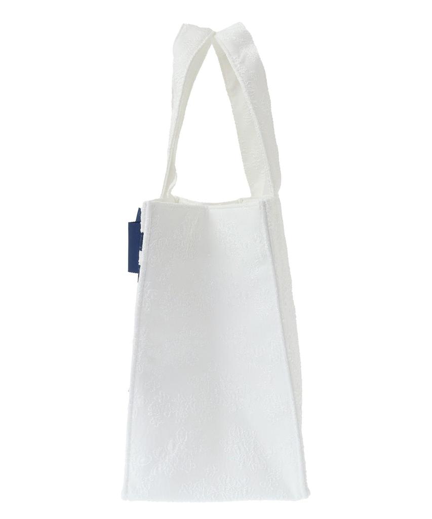 Maison de FLEUR Line Ribbon Jacquard Square Tote Bag, Weiß, F Tote Bag, 08000481500