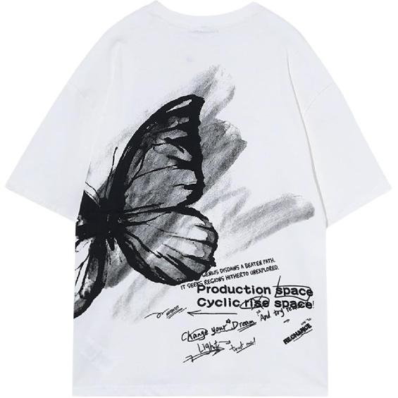 Vamtac Vlinder Grafische T-shirts Heren Y2K Oversized Vintage T-shirts Losse Streetwear Korte Mouwen Zomer Tops