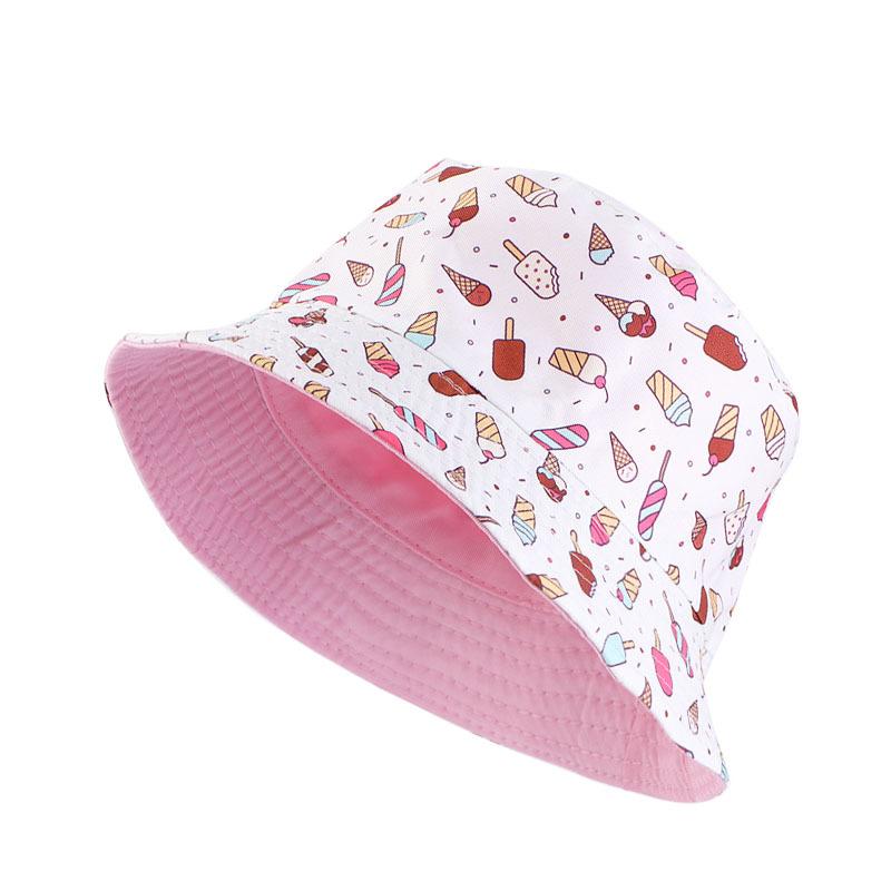 Children's Printed Cartoon Pot Hat, Baby Breathable Sun Hat, Beach Hat, Double-sided Can Wear JDKPM-05