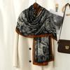 Hot-selling retro popular leaf messy long towel cotton and linen feel advanced leaf printing large size headscarf