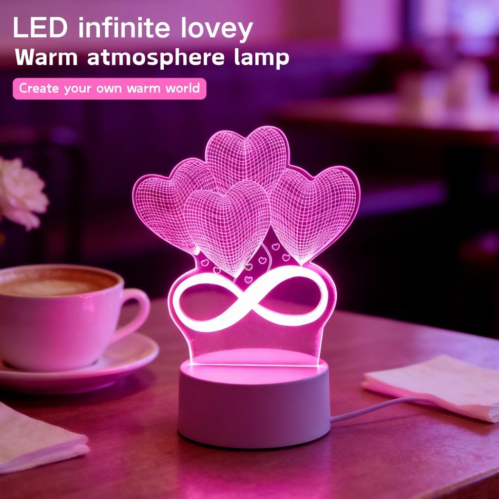 1pc USB 3D Creative Love LED Night Light Christmas Decoration Home Bedroom Birthday Decoration Wedding Gifts