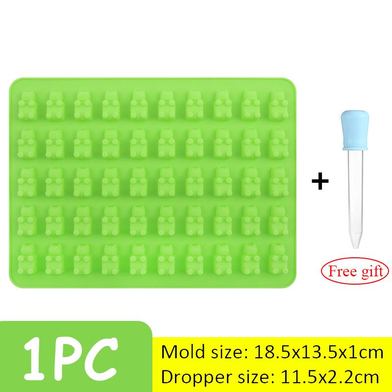 

100/50 Grids Mini Gummy Bear Silicone Mold DIY Chocolate Jelly Candy Cake Fondant Mould with Dropper Making Mold Baking Supplies