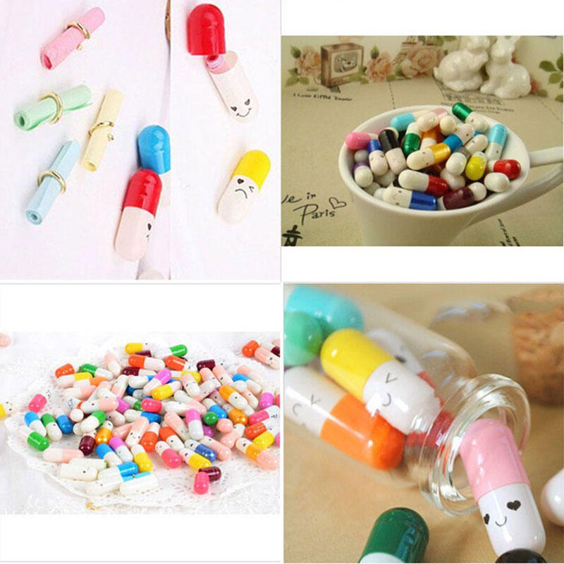 50 Pcs Message In A Bottle Capsule Letter Cute Love Friendship Half Color Pills
