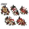 Holiday Entryway Stair Garland Santa Sleigh Railing Decor, Warm LED Lighted Snowy Banister Decoration, Pre-Lit Christmas White Lighting with