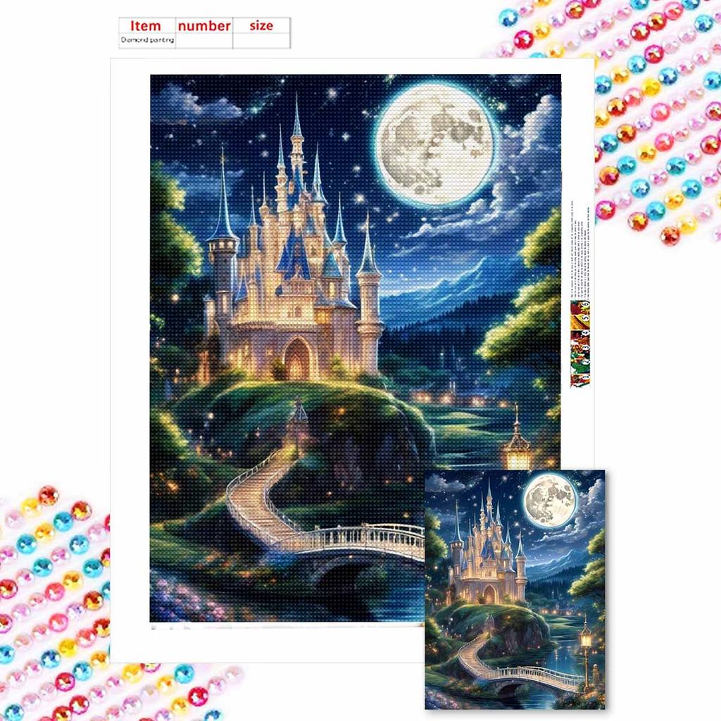 DIY Diamond Painting The Castle on The Mountain Cross Stitch Kit Mosaic Art Diamond Painting Full Circle Diamond Home Decoration