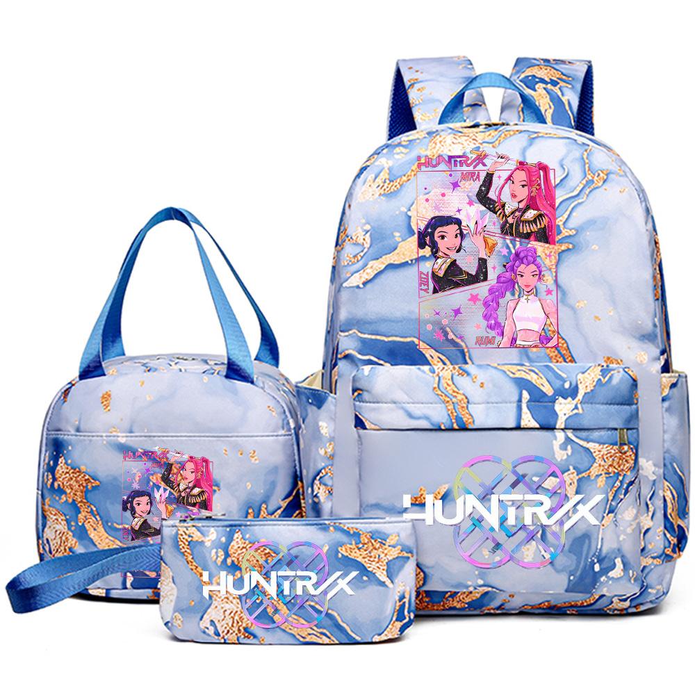 3Pcs/set Anime Demon Hunters Printed Backpack Handbag Pencil Case for Teenager Student Bookbag Schoolbag Women Large Capacity Waterproof Bag