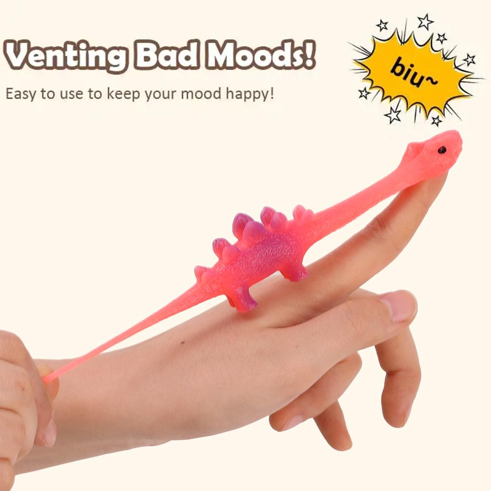 10PCS Creative Finger Catapult Dinosaur Slings Sticky Wall Toys for Adults and Kids Vent Stress Relief Catapult Dinosaur Toy