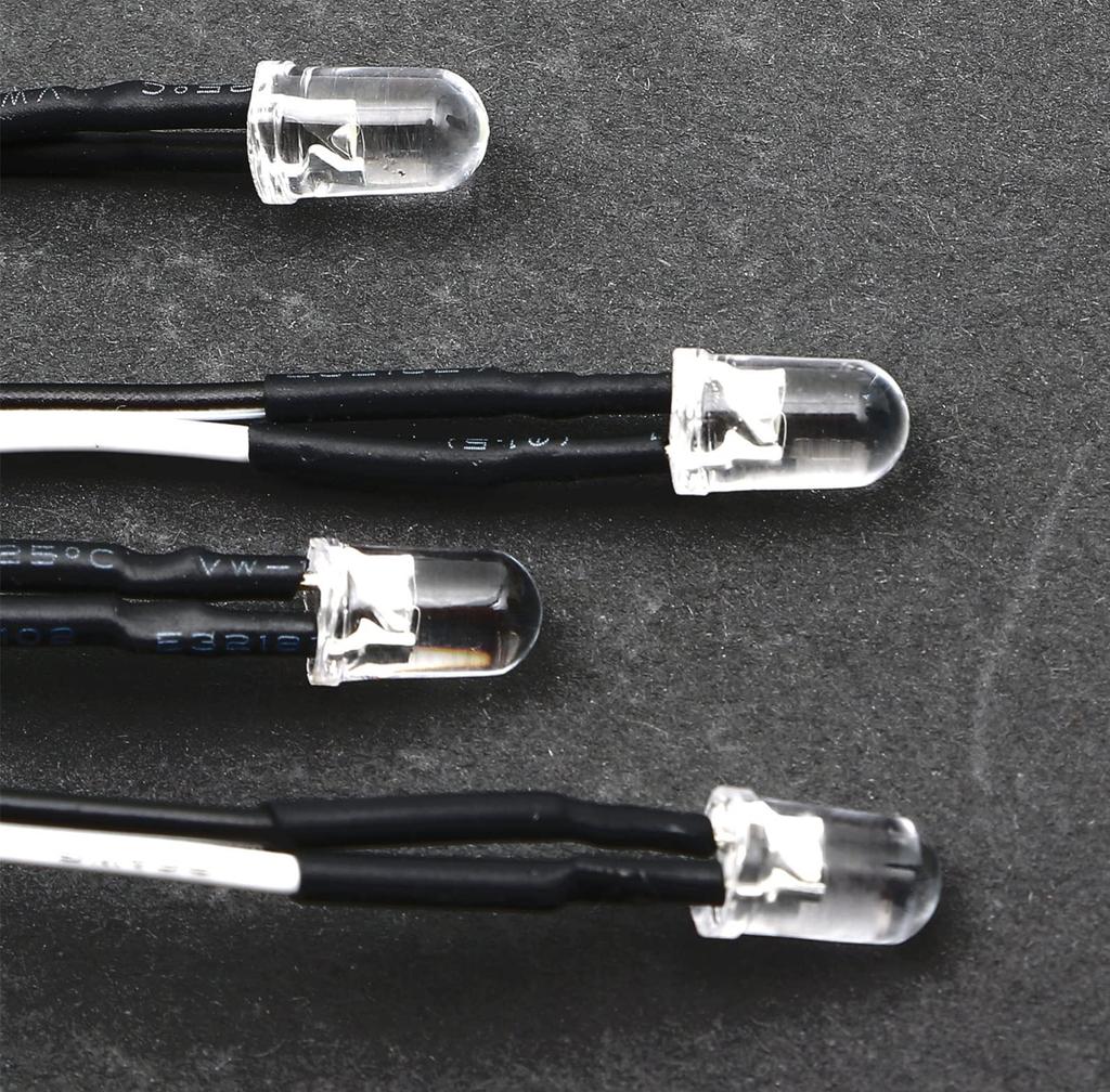 SHEAWA 5mm 6-Piece LED Light Kit for RC Cars, Red and White, Modification Parts