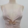 Celebrity Style Banquet Suspender Tube Top Pleated Design Champagne Skirt Dress Set Women